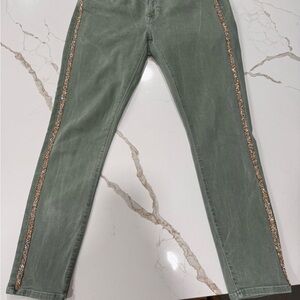 Zara skinny jean with side rhinestone stripes down each leg